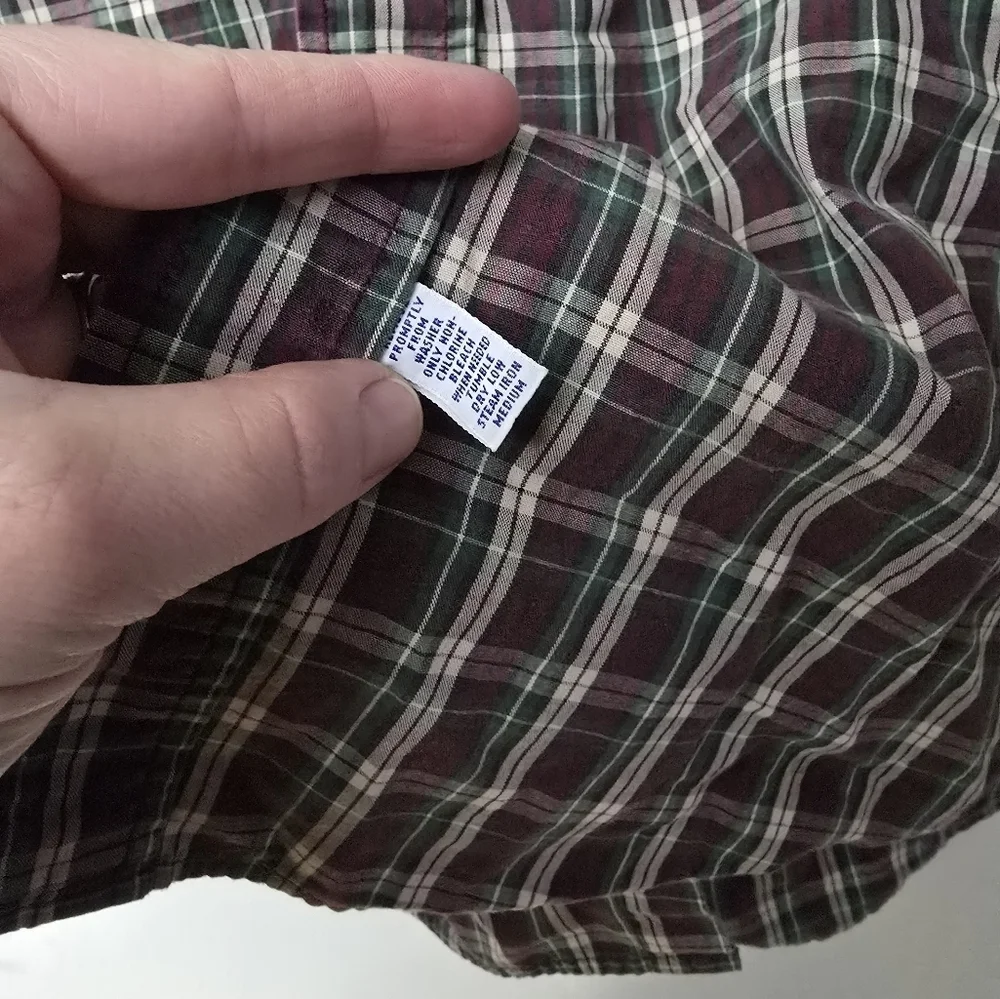 Ralph Lauren Men’s Green/Red Plaid Long Sleeve Flannel Shirt XL Cotton Vtg